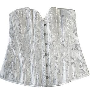 UNBRANDED White Satin Lace Up‎ Corset Costume Halloween Cute Silver Medium